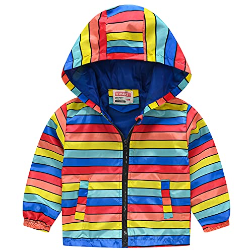 TOKYMOON Kinder Jacke Babykleidung Jungen Mädchen Sonnenschutz Jacke Winddichtes Mantel Lange Ärmel Outdoor Kinder Mäntel Jacke Trenchcoat FrüHling Coat Taschen Kapuze Regenbogen 1 98-104 von TOKYMOON