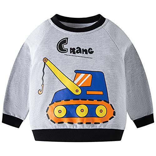 TOKYMOON Kinder Jungen Pullover Sweatshirt Langarm Shirt Baumwolle Dinosaurier Bagger Oberteile Baby Jungen Rundhals Sweatshirt Kinder Warme Pullover Lässiges Sweatshirt Streetwear Wagen 100 von TOKYMOON