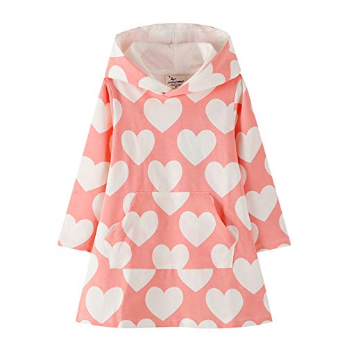 TOKYMOON Kinder Kapuzenpullover Mädchen Kapuzenkleid Langarm Baumwolle Pullover Hoodies Sweatshirt Kleid Freizeit Tops Herbst Winter Mädchen Kinder Kleid 92 98 104 110 116 122 Rosa 1 86-92 von TOKYMOON