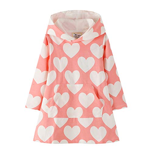 TOKYMOON Kinder Kapuzenpullover Mädchen Kapuzenkleid Langarm Baumwolle Pullover Hoodies Sweatshirt Kleid Freizeit Tops Herbst Winter Mädchen Kinder Kleid 92 98 104 110 116 122 Rosa 2T von TOKYMOON