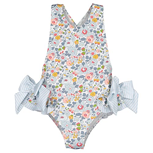 TOKYMOON Kinder Mädchen Einteilige Badeanzüge Schwimmanzug mit UV-Schutz Sommer Baby Mädchen Rüschen Blumen gedruckt 1 Stück Badeanzug Hawaiian Swimsuit Beach Wear Bademode Blau 100 von TOKYMOON