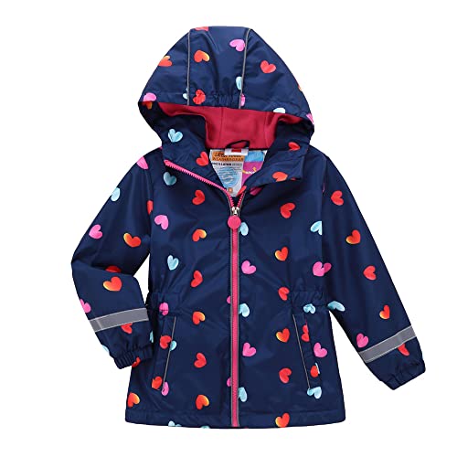 TOKYMOON Kinder Mädchen Wasserdicht Jacke mit Fleecefütterung Übergangsjacke Regenjacke Softshelljacken Warm Winddicht Kapuzenjacke Atmungsaktiv Wanderjacke Outdoorjacke Dunkelblau 98-104 von TOKYMOON