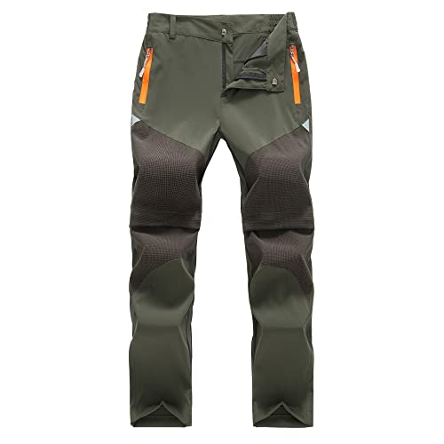 TOKYMOON Kinder Outdoorhose Wanderhose Zip Off Hose abnehmbare hosebeine Shorts Trekkinghose Unisex Jugend Mädchen 2-in-1-Funktionshose Sommer mit Gürtel Schnelltrocknend Atmungsaktiv Armeegrün 160 von TOKYMOON