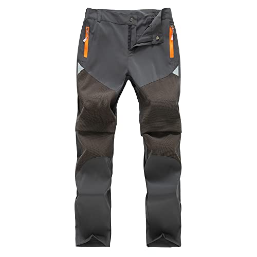 TOKYMOON Kinder Outdoorhose Wanderhose Zip Off Hose abnehmbare hosebeine Shorts Trekkinghose Unisex Jugend Mädchen 2-in-1-Funktionshose Sommer mit Gürtel Schnelltrocknend Atmungsaktiv Grau 120 von TOKYMOON