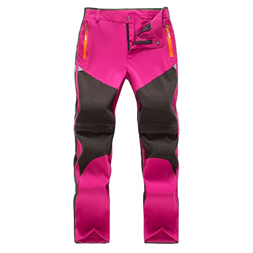 TOKYMOON Kinder Outdoorhose Wanderhose Zip Off Hose abnehmbare hosebeine Shorts Trekkinghose Unisex Jugend Mädchen 2-in-1-Funktionshose Sommer mit Gürtel Schnelltrocknend Atmungsaktiv Rosarot 110 von TOKYMOON