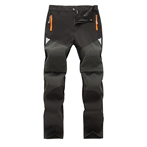 TOKYMOON Kinder Outdoorhose Wanderhose Zip Off Hose abnehmbare hosebeine Shorts Trekkinghose Unisex Jugend Mädchen 2-in-1-Funktionshose Sommer mit Gürtel Schnelltrocknend Atmungsaktiv Schwarz 130 von TOKYMOON