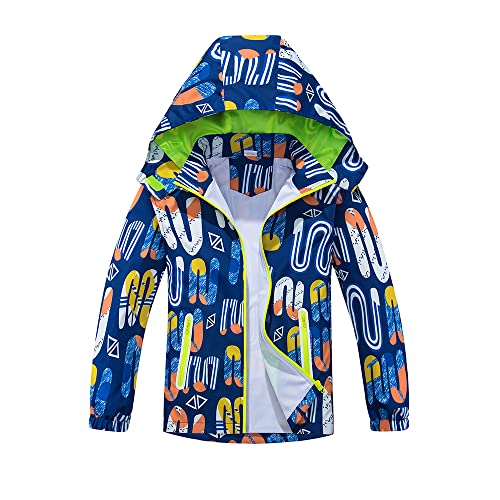 TOKYMOON Kinder Regenjacke Jungen Übergangsjacke Dinosauriern Wasserdicht Outdoorjacke Winddicht mit Kapuzen Jacke Jungen Gefütterte Regenjacke Softshelljacken Gelb 130 von TOKYMOON