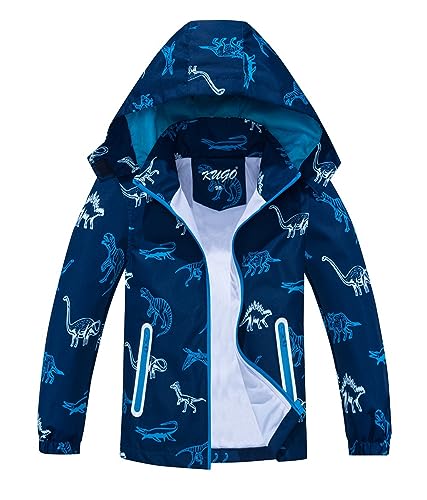 TOKYMOON Kinder Regenjacke Jungen Übergangsjacken für Jungs Wasserdicht Jacke mit Kapuze Winddicht Softshelljacken mit Muster Jacke Gefütterte Regenmantel Hellblau 90 von TOKYMOON