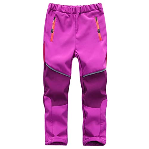 TOKYMOON Kinder Softshellhose Gefüttert Skihose Warm Thermohose Winter Wasserdicht Winddicht Schneehose Jungen Mädchen Wanderhose Outdoorhose Atmungsaktiv Regenhose Sporthose Rose 170 von TOKYMOON