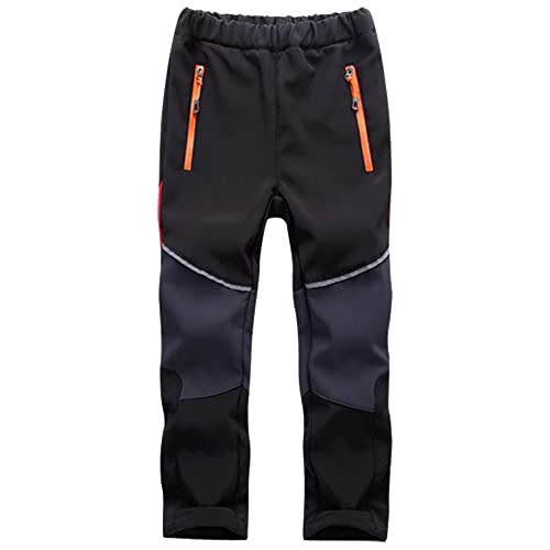 TOKYMOON Kinder Softshellhose Gefüttert Skihose Warm Thermohose Winter Wasserdicht Winddicht Schneehose Jungen Mädchen Wanderhose Outdoorhose Atmungsaktiv Regenhose Sporthose Schwarz + Grau 170 von TOKYMOON