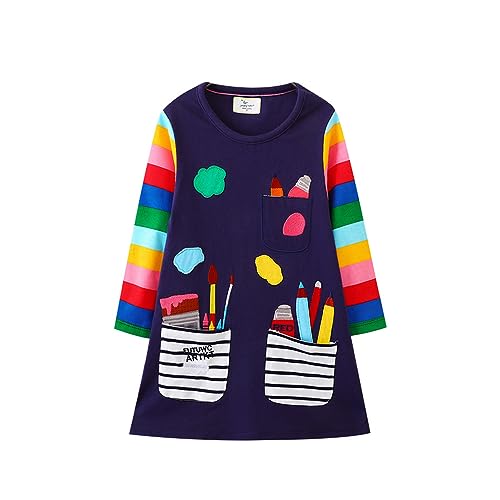 TOKYMOON Kinder T-Shirt Kleid Mädchen Sweatshirt Baumwolle Langarmshirt Herbst Winter Freizeit Pullover Casual Sweatshirt Freizeit Tops Frühling Herbst 2-7 Jahre Mädchen Kleider Stifte 3T von TOKYMOON