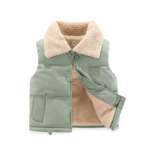 TOKYMOON Kinder Weste Unisex Kinder Mädchen Jungen Winterjacke Unifarben Fleeceweste Winter Warme Steppweste Jacke Ärmellose Leicht Kinderweste Outdoorjacke Gefütterte Weste Grün 120 von TOKYMOON