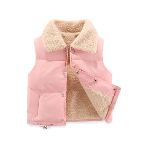 TOKYMOON Kinder Weste Unisex Kinder Mädchen Jungen Winterjacke Unifarben Fleeceweste Winter Warme Steppweste Jacke Ärmellose Leicht Kinderweste Outdoorjacke Gefütterte Weste Rosa 100 von TOKYMOON