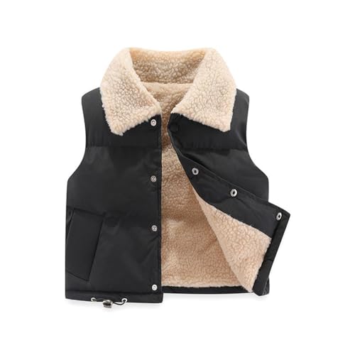 TOKYMOON Kinder Weste Unisex Kinder Mädchen Jungen Winterjacke Unifarben Fleeceweste Winter Warme Steppweste Jacke Ärmellose Leicht Kinderweste Outdoorjacke Gefütterte Weste Schwarz 100 von TOKYMOON