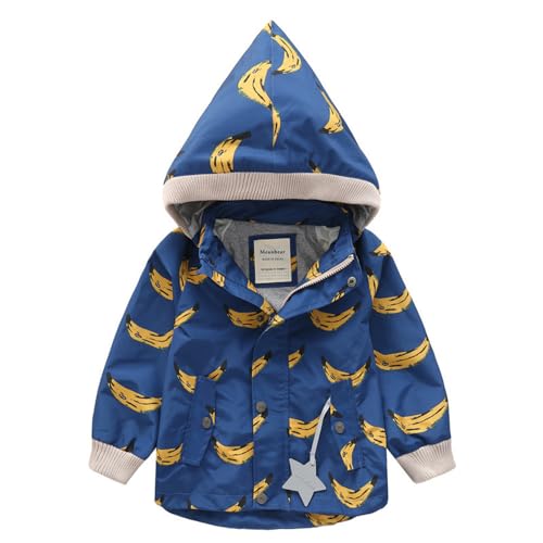 TOKYMOON Kinder Windjacke Gefütterte Outdoorjacke Winddicht Wasserabweisend Mädchen Jungen Jacke mit Reflektoren Softshelljacke Mädchen Jungen Wanderjacke Übergangsjacke Banane 100 von TOKYMOON