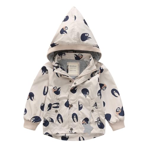 TOKYMOON Kinder Windjacke Gefütterte Outdoorjacke Winddicht Wasserabweisend Mädchen Jungen Jacke mit Reflektoren Softshelljacke Mädchen Jungen Wanderjacke Übergangsjacke Faultier 100 von TOKYMOON