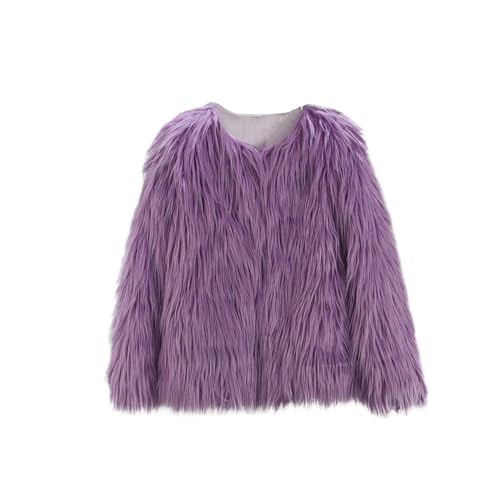 TOKYMOON Kunstpelzmantel Kinder Pelzjacke Mädchen Kunstfell Fellmantel Mädchen Winterjacke modisch Kunstpelz Jacke Herbst Winter Mantel Warm Wintermantel Outdoorjacke Jacke Lila 140 von TOKYMOON