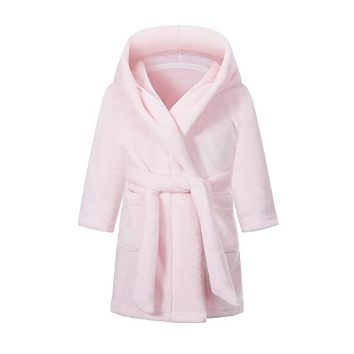 TOKYMOON Mädchen Bademantel Kinder Jungen Fleece Hoodie Roben Kleinkind Flauschig warmen weichen Pyjama Nachtwäsche Bademantel Kinder mit Kapuze Morgenmantel Flanellmantel Rosa 140 von TOKYMOON