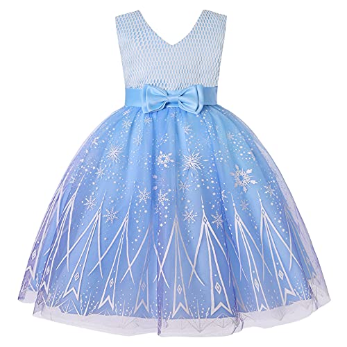 TOKYMOON Mädchen Kleider Elegant Kinder Prinzessin Kleid Ärmellos Spitzen Tüll Tutu Pailletten Blumenmädchenkleid Tutu Hochzeits Kleider Geburtstag Formale Blumen Kleid Himmelblau 110 von TOKYMOON