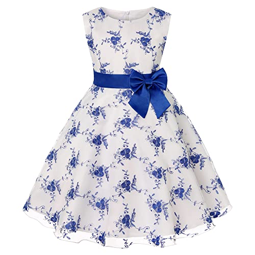 TOKYMOON Mädchen Kleider Partei Kleider Elegant Kinder Kleider Mädchen Prinzessin Kleid Geburtstags Hochzeits Tüll Kleid Mädchen Formale Kleider Kleid Blumenmädchen Formale Kleid Blau 130 von TOKYMOON