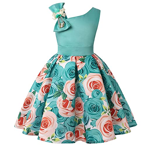 TOKYMOON Mädchen Kleider Partei Kleider Elegant Kinder Prinzessin Kleid Kinder Hochzeits Geburtstag Kleid Blumenmädchen Formale Kleid Kinder Vintage Kleider Mädchen Rockabilly Kleid Hellgrün 110 von TOKYMOON