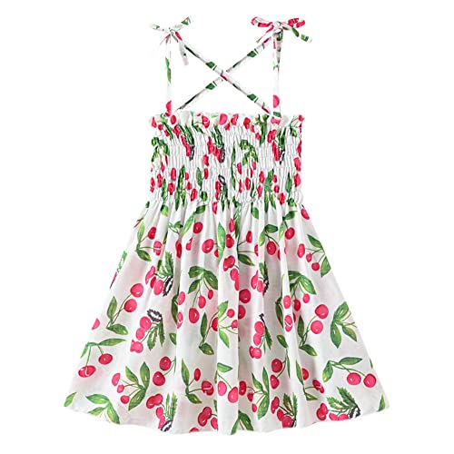 TOKYMOON Mädchen Kleider Sommer Mädchen Lässig Prinzessin Party Blumen Kleid Baumwolle Slip-Kleid Mädchen Kleid Elegant Kinder Prinzessin Kleid Hochzeits Geburtstag Kleid Kirsche 130 von TOKYMOON