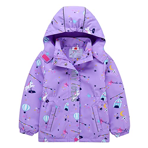 TOKYMOON Mädchen Regenjacke Wasserdicht Jacke Übergangsjacke Regenjacke mit Fleece Fütterung Warm Winddicht Atmungsaktiv Wanderjacke Outdoorjacke Softshelljacke Kinder Pony 98-104 von TOKYMOON