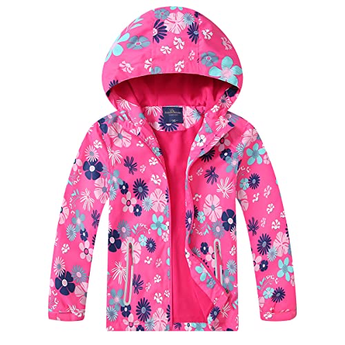 TOKYMOON Mädchen Regenjacke Wasserdicht Jacke Übergangsjacke Regenjacke mit Fleece Fütterung Warm Winddicht Atmungsaktiv Wanderjacke Outdoorjacke Softshelljacke Kinder Rot 1 122-128 von TOKYMOON