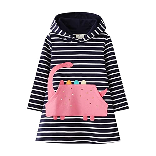 TOKYMOON Mädchen Sweatshirt Langarm Top Baumwolle Langarmshirt Herbst Winter Freizeit Pullover Hoodie Sweatshirt Mädchen Kleider Langarm Baumwolle Kinder Kleid Kapuzenpullover Schwarz + Rosa 2 Jahre von TOKYMOON