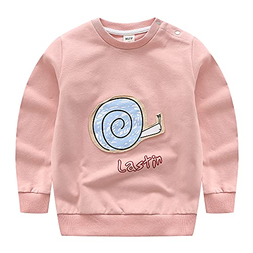 TOKYMOON Mädchen Sweatshirt für Kinder Baumwolle Top Casual Jumper Kleinkind Langarm Pullover Sweat Tops Langarmshirts Mädchen T-Shirts Pullover Lange Ärmel Shirt Rosa Schnecken 98-104 von TOKYMOON