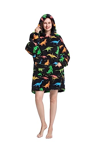 TOKYMOON Oversize Pullover Damen Übergroße Hoodie Sweatshirt Decken Hoodie Damen Kuschelpullover weiche gemütliche warme komfortable Riesen-Hoodie Flanell Kapuzenpullover Für Erwachsene Dinosaurier von TOKYMOON