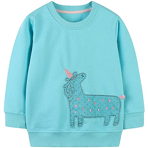 TOKYMOON Pullover Mädchen Sweatshirt für Kinder Baumwolle Top Casual Jumper Kleinkind Langarm Shirts Warme Pullover Langarmshirt T-Shirt Kinder 1-7 Jahre Einhorn 98-104 von TOKYMOON