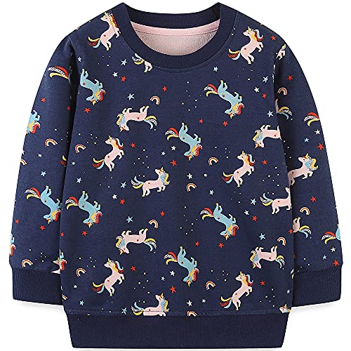 TOKYMOON Pullover Mädchen Sweatshirt für Kinder Baumwolle Top Casual Jumper Kleinkind Langarm Shirts Warme Pullover Langarmshirt T-Shirt Kinder 1-7 Jahre Pferd 134-140 von TOKYMOON
