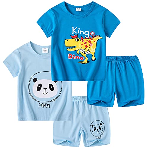 TOKYMOON Schlafanzug Dinosaurier Jungen Kurz Short Pyjama Set Basic T-Shirts Hosen für Baby-Jungen Mädchen Schlafanzug Zweiteilig Jungen Kurzarm Kinder Pyjama Set Panda 110 von TOKYMOON