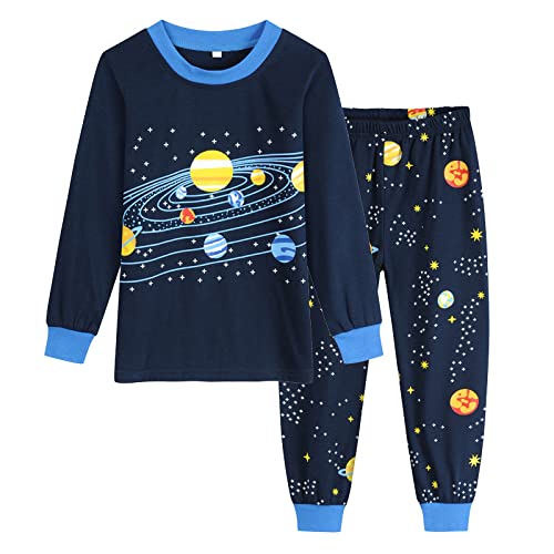 TOKYMOON Schlafanzug Jungen Lang Pyjama Dinosaurier Zweiteiliger Schlafanzüge Kinder Baumwolle Nachtwäsche für Baby Jungen Schlafanzug Dinosaurier Langarm Zweiteilig Pyjama Set Galaxis 122 von TOKYMOON