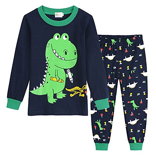 TOKYMOON Schlafanzug Jungen Lang Pyjama Dinosaurier Zweiteiliger Schlafanzüge Kinder Baumwolle Nachtwäsche für Baby Jungen Schlafanzug Dinosaurier Langarm Zweiteilig Pyjama Set von TOKYMOON