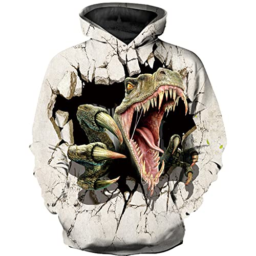 TOKYMOON Unisex Kinder Dinosaurier Hoodies Jungen 3D Druck Kapuzenpullover Mädchen Pullover Kinder Hoodie 3D Langarm Sweatshirt Pullover Mit Taschen Pulli Beige 160 von TOKYMOON