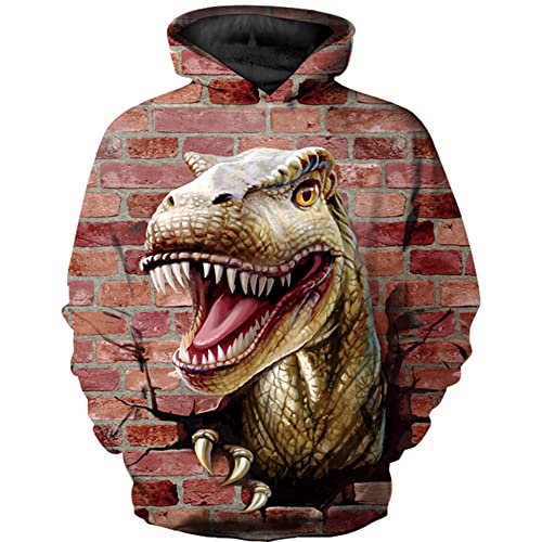 TOKYMOON Unisex Kinder Dinosaurier Hoodies Jungen 3D Druck Kapuzenpullover Mädchen Pullover Kinder Hoodie 3D Langarm Sweatshirt Pullover Mit Taschen Pulli Rot 100 von TOKYMOON