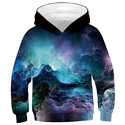 TOKYMOON Unisex Kinder Hoodie 3D Lustig Gedruckt Jungen Mädchen Kapuzenpullover Langarm Sweatshirt Pullover Mit Taschen Kinder Langarm Pulli mit Kapuzen Bunt 116-122 von TOKYMOON