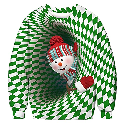 Unisex Ugly Christmas Sweater Weihnachtspullover Herren Lustige 3D Weihnachtskatze Langarm Sweatshirt Damen Xmas hässliches Weihnachten Pullover Rundhals Weihnachtspulli Weihnachtsschneemann M von TOKYMOON