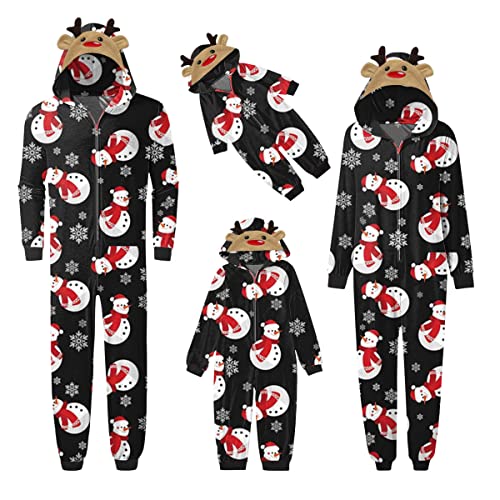 TOKYMOON Weihnachts Pyjama Familien Set Damen Weihnachten Schlafanzug Familie Einteiler Overall Onesie mit Kapuze und Reißverschluss Hoodie Jumpsuit Nachtwäsche Christmas Pyjama von TOKYMOON