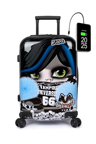 TOKYOTO Kabinentrolley Kinderkoffer Handgepäck Flugzeug für Mädchen Jungen Für Vampirfans Wednesday Cartoons Comics Kabinenkoffer 55x35x20 cm 55x40x20 TSA-Schloss und USB-Anschluss Vampire Girl von TOKYOTO