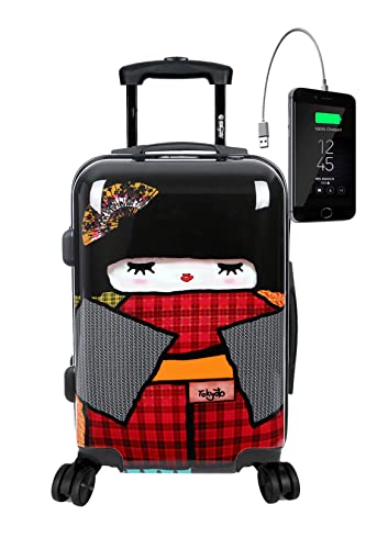 TOKYOTO Kinderkoffer Kinder-Trolley für Mädchen & Jungen 55x35x20 cm/Koffer Handgepäck Hartschalenkoffer, Reisekoffer klein, Reisetasche Kinder TSA-Schloss USB-Anschluss Japan DOLL von TOKYOTO