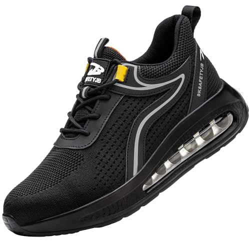 Sicherheitsschuhe Arbeitsschuhe Herren Damen S2 Leicht Schwarz Silbrig Sommer Safety Shoes for Men Trekkingschuhe 42EU von TOLHE