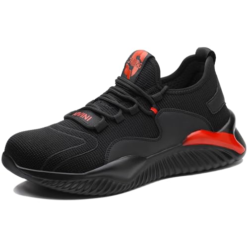 TOLHE Sicherheitsschuhe Herren Damen Sicherheitsschuhe Sportlich mit Stahlkappe Leicht rutschfest Fitness Turnschuhe Sicherheitsschuhe Sommer Herren Bequeme Security Schuhe Schwarz Rot 38EU TOLHE Sicherheitsschuhe Herren Damen Sicherheitsschuhe Sportlich mit Stahlkappe Leicht rutschfest Fitness Turnschuhe Sicherheitsschuhe Sommer Herren Bequeme Security Schuhe Schwarz Rot 38EU von TOLHE