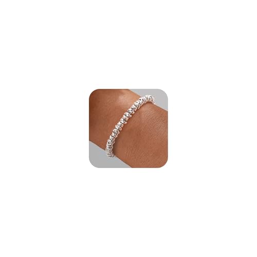 TOLOWOBK Armband Damen Gold Silber Roségold Kreis Ketten Armbänder 14k Vergoldet Armkette Verstellbare Perlenarmband Weihnachtsgeschenke Geburtstag Geschenke für Mama Tochter Enkelin Schwester von TOLOWOBK