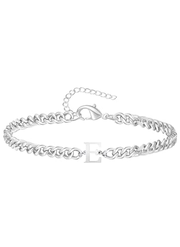 TOLOWOBK Armband Herren mit Buchstaben, Silber Edelstahl Panzerkette Armband Männer A-Z Buchstabe Armbänder für Herren Damen Muttertag Vatertag Geburtstag Geschenke für Mama Papa Ehemann Opa Oma von TOLOWOBK