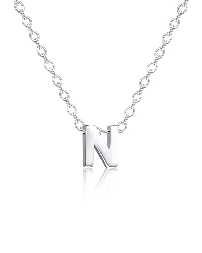 TOLOWOBK Kette Damen mit Buchstaben Silber Edelstahl Halskette A-Z Buchstabe Silberkette Damen Mädchen Personalisierte Anhänger Ketten Ostern Muttertag Geburtstag Geschenke für Mutter Tochter Frau Oma von TOLOWOBK