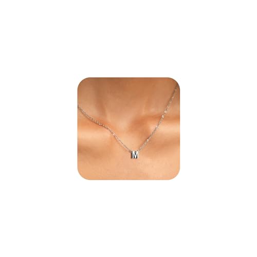 TOLOWOBK Kette Damen mit Buchstaben Silber Edelstahl Halskette A-Z Buchstabe Silberkette Damen Mädchen Personalisierte Anhänger Ketten Ostern Muttertag Geburtstag Geschenke für Mutter Tochter Frau Oma von TOLOWOBK