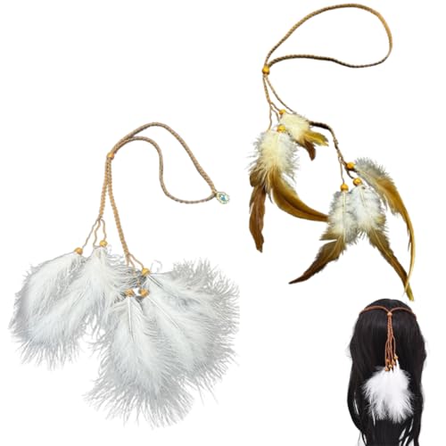Haarband mit Federn, 2 Stück Bohemian Haar Accessoires Dekoratives Feder Stirnband, für Erwachsene, Boho-Kopfschmuck, Hippie, Indianerin, Karneval, Fasching, Fastnacht, Mottoparty, Halloween Haarband mit Federn, 2 Stück Bohemian Haar Accessoires Dekoratives Feder Stirnband, für Erwachsene, Boho-Kopfschmuck, Hippie, Indianerin, Karneval, Fasching, Fastnacht, Mottoparty, Halloween von TOLVUNZ